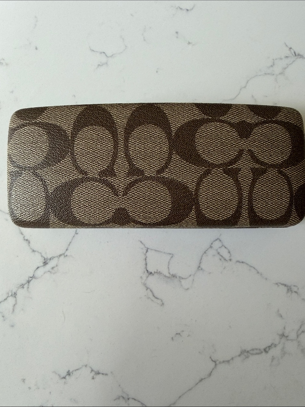 Coach Signature Brown and Tan Glasses Case
